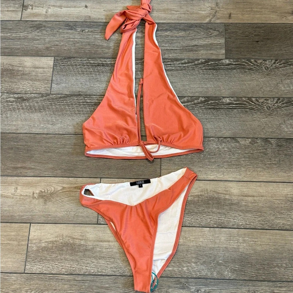 NWT FABONICS Women Orange Halter Bikini Set Size S - Picture 5 of 6